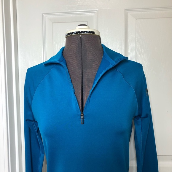 Adidas Womens Long Sleeve Techfit 1/2 Zip Tomb Hole Climawarm Blue Fitted Top S - Picture 4 of 15